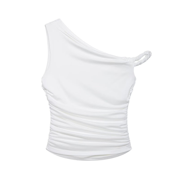 Femme En-skulder Rynkning Top Stilla