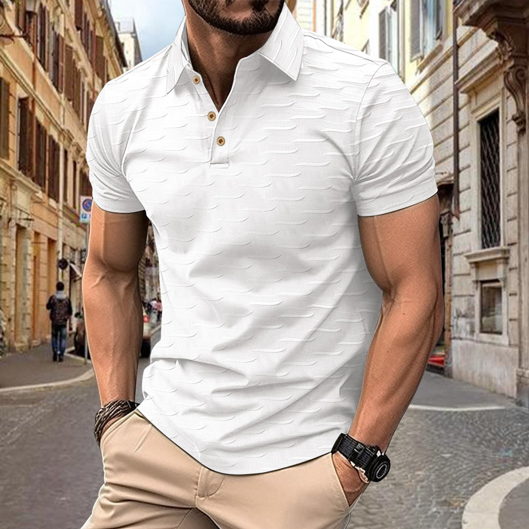 Herrer polo shirt med struktureret overflade Stilla