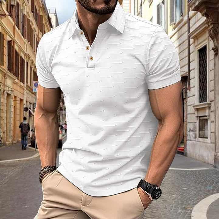 Herrer polo shirt med struktureret overflade Stilla