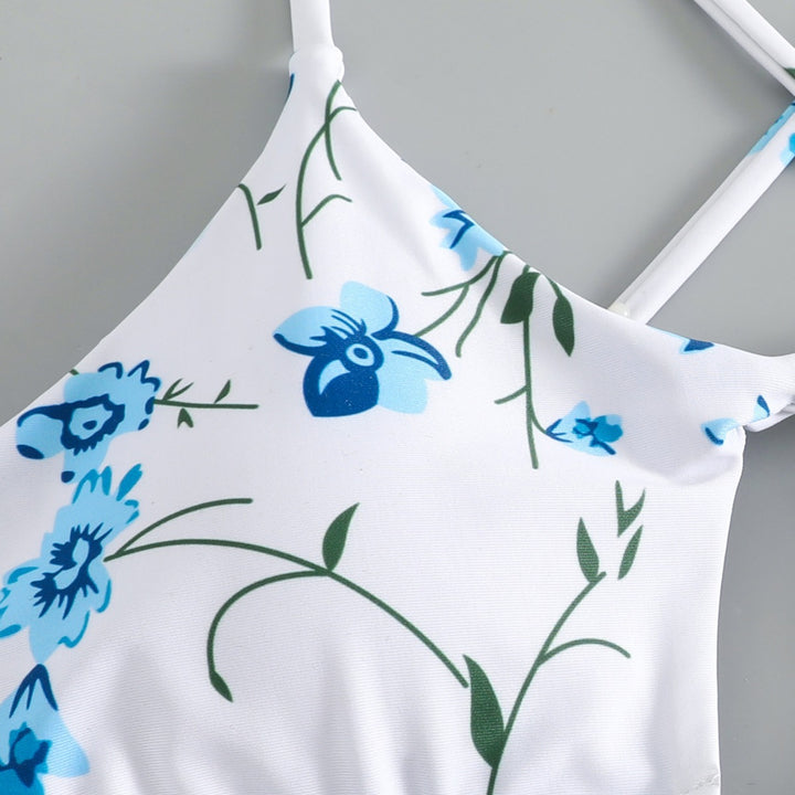 Dame trekantet bikini med forskudte stropper og blomsterprint Skovae