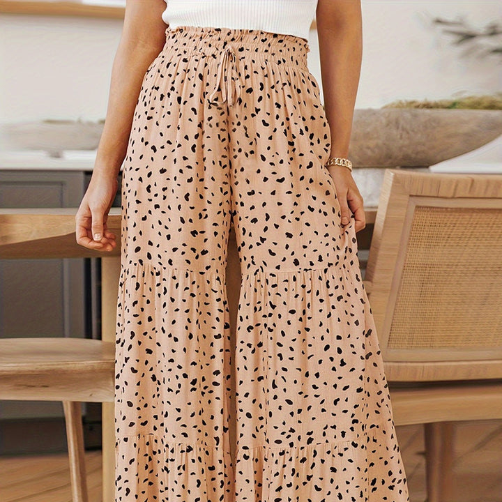 Dame casual sommerbukser med elastisk talje og trendy prikker-design Stilla