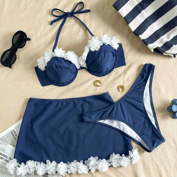 Dame Bikini med feminine blomsterapplikationer Skovae