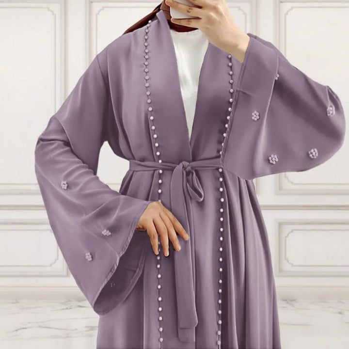 Dame elegant skåret kaftan-jakke med dekorative perle detaljer Stilla