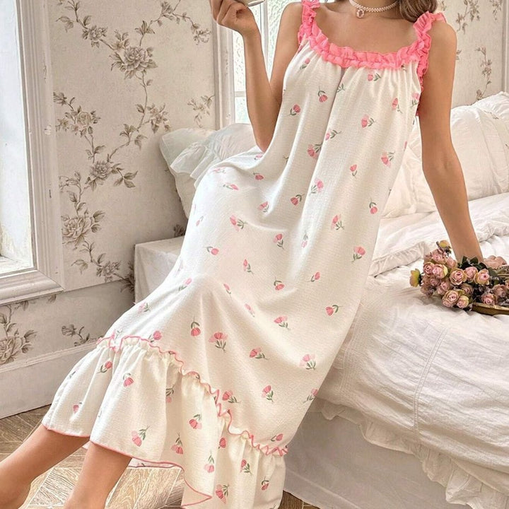 Femme Flirty Floral Rynkekant Nattøj Stilla