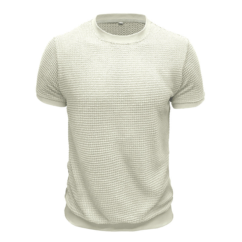 Herrer Rundhalsshirt lavet af struktureret materiale med åndbare egenskaber Stilla