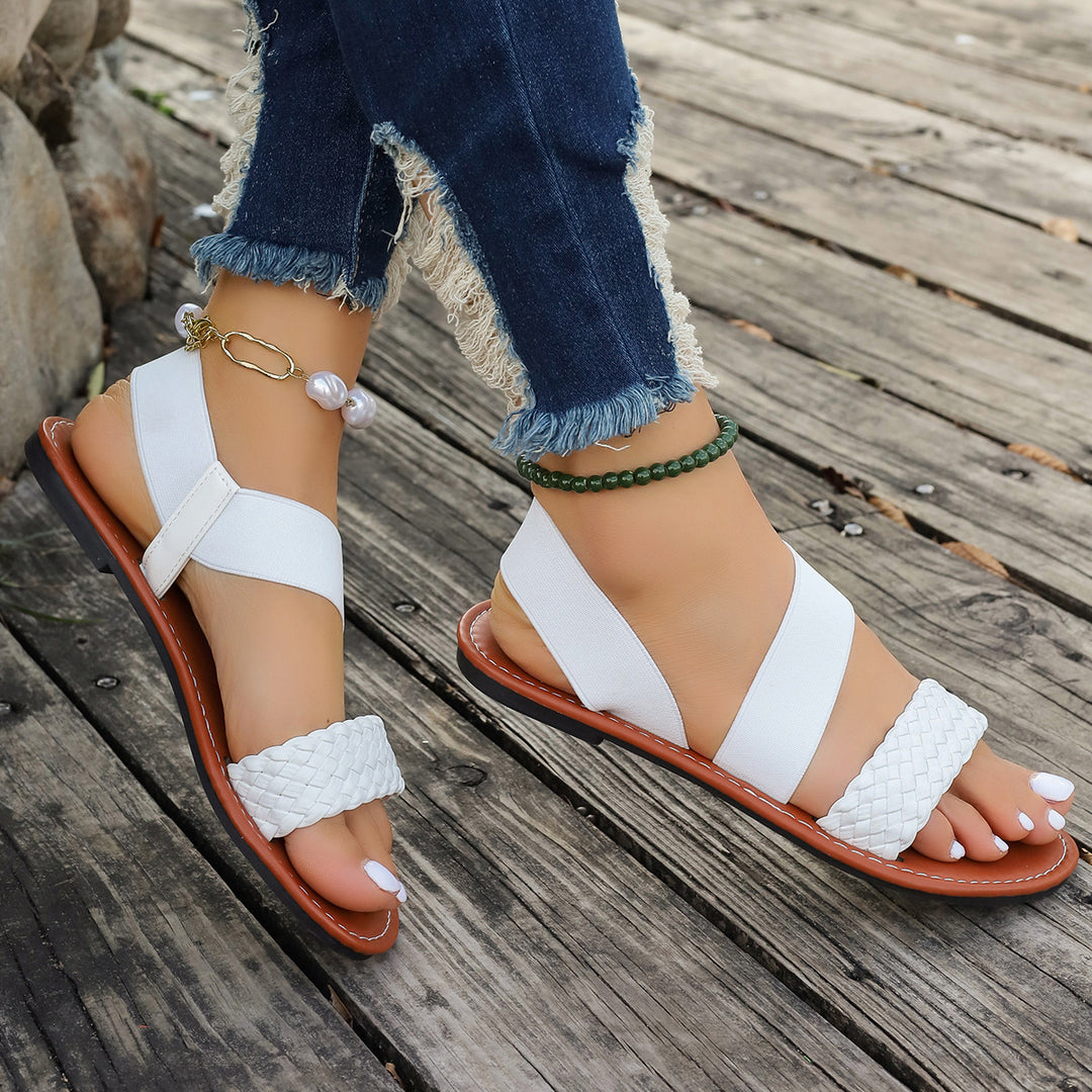 Dame åbne sandaler med flettet design og elastiske stropper Stilla
