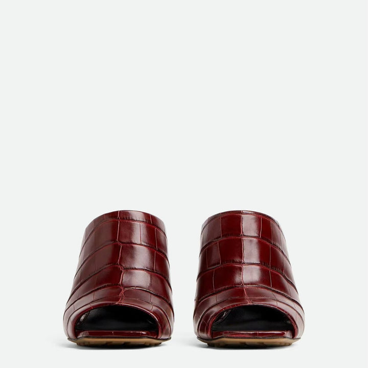 Femme Åbne Tå Chunky Heel Mules med Dekorativ Knote Detalje Stilla