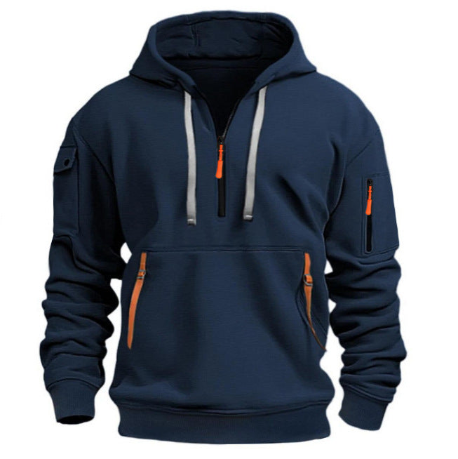 Herre hoodie med praktiske lynlåslommer Skovae