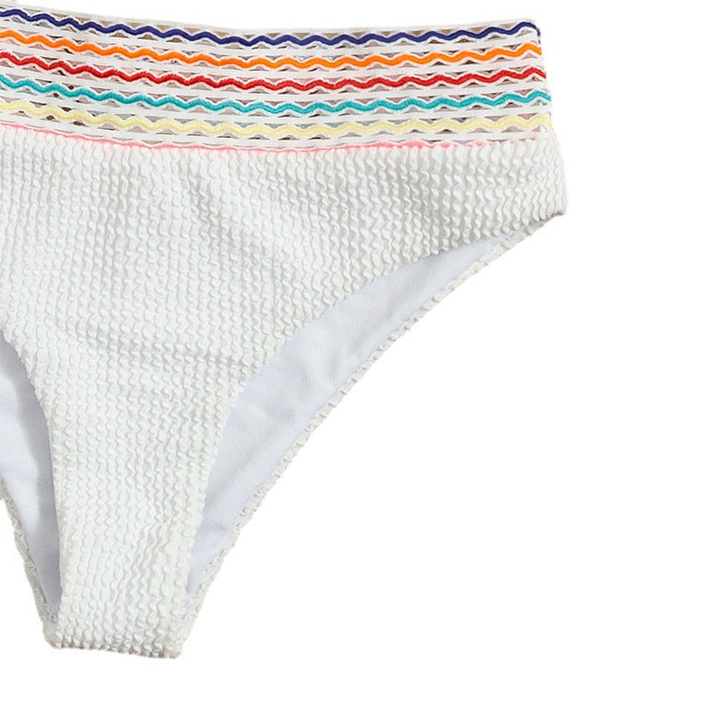 Dame bikini-sæt med struktureret overdel og højtaljede bukser Stilla