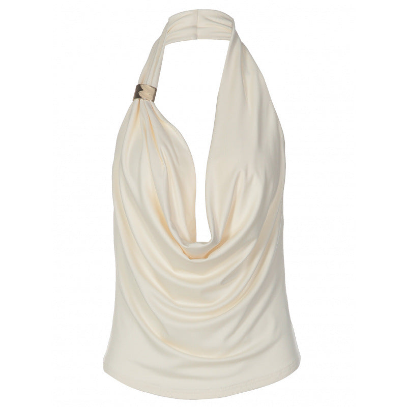 Dame Elegant Spaghetti-strop top med raffineret draperingsdesign Skovae