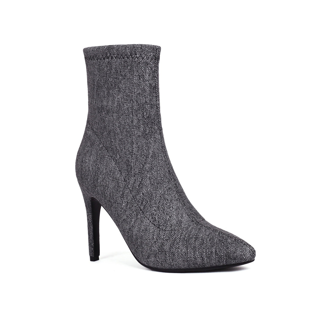 Femme Spitz-Tå Denim Stiletto Støvler Stilla