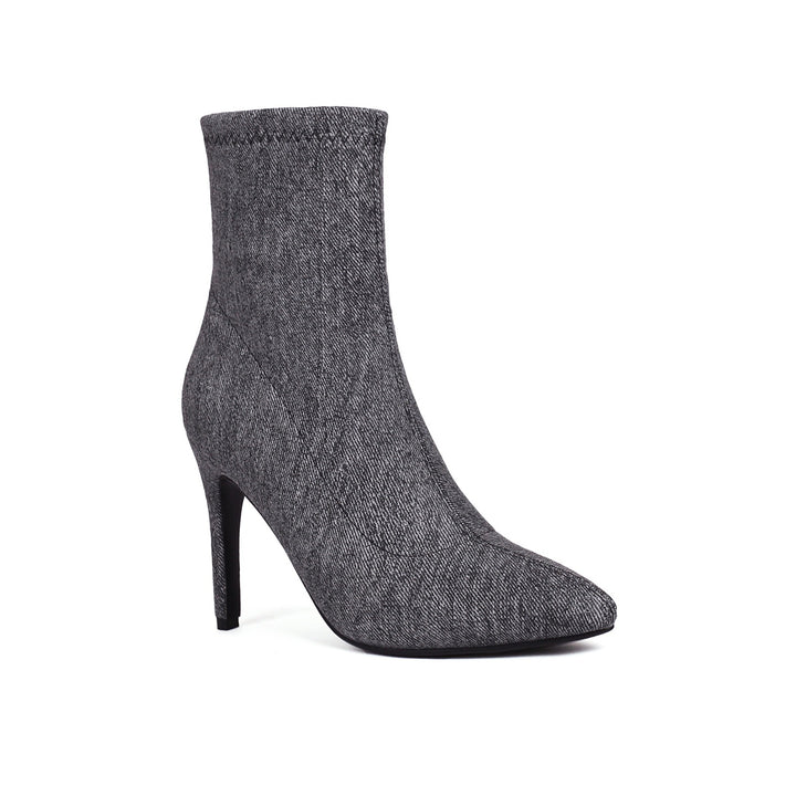 Femme Spitz-Tå Denim Stiletto Støvler Stilla