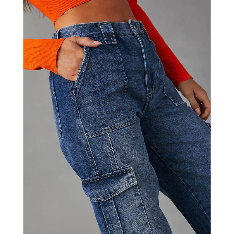 Dame Cargo-Jeans i afslappet oversized stil Stilla