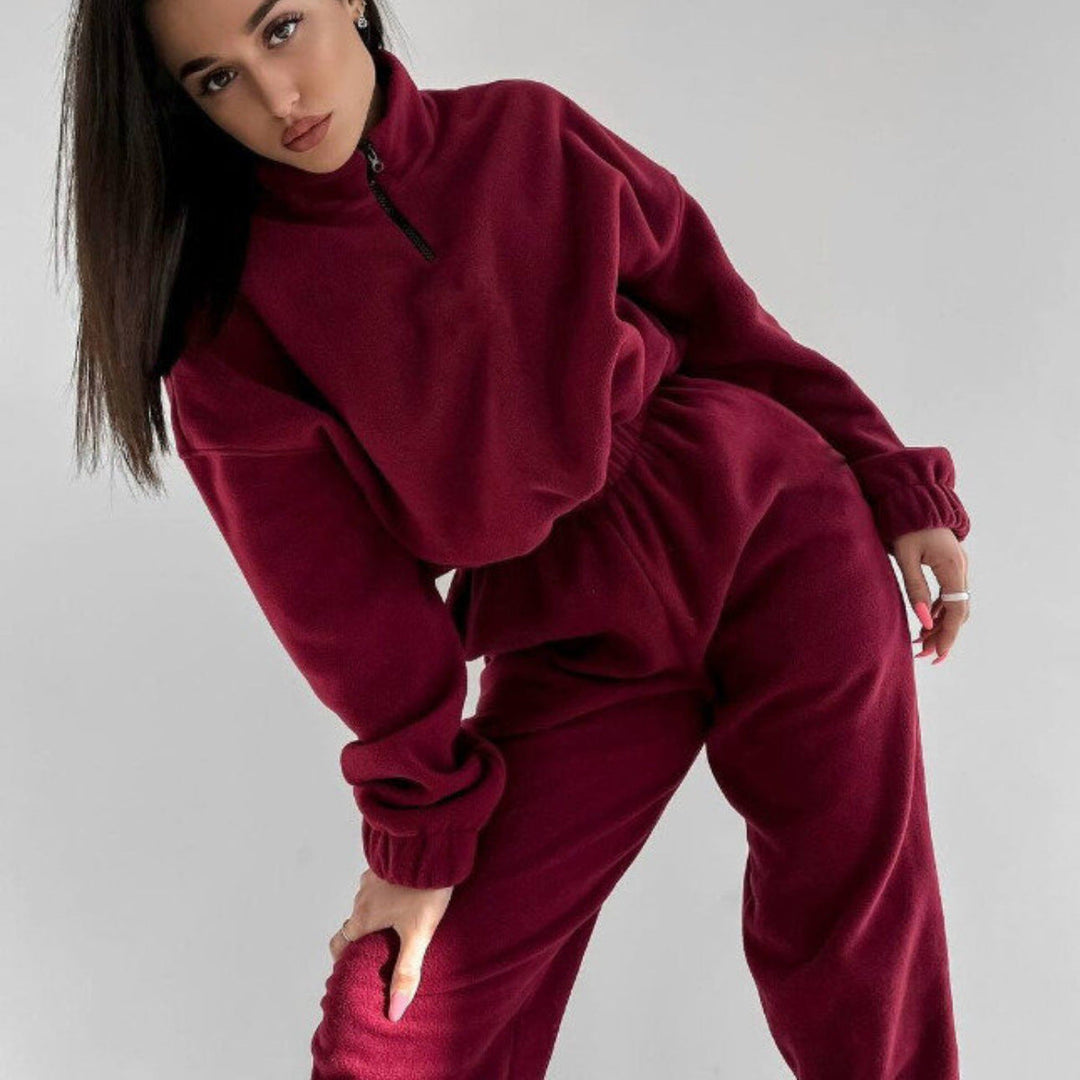 Stilla | Casual Loose Zip Stand Collar Sweatshirt Sæt