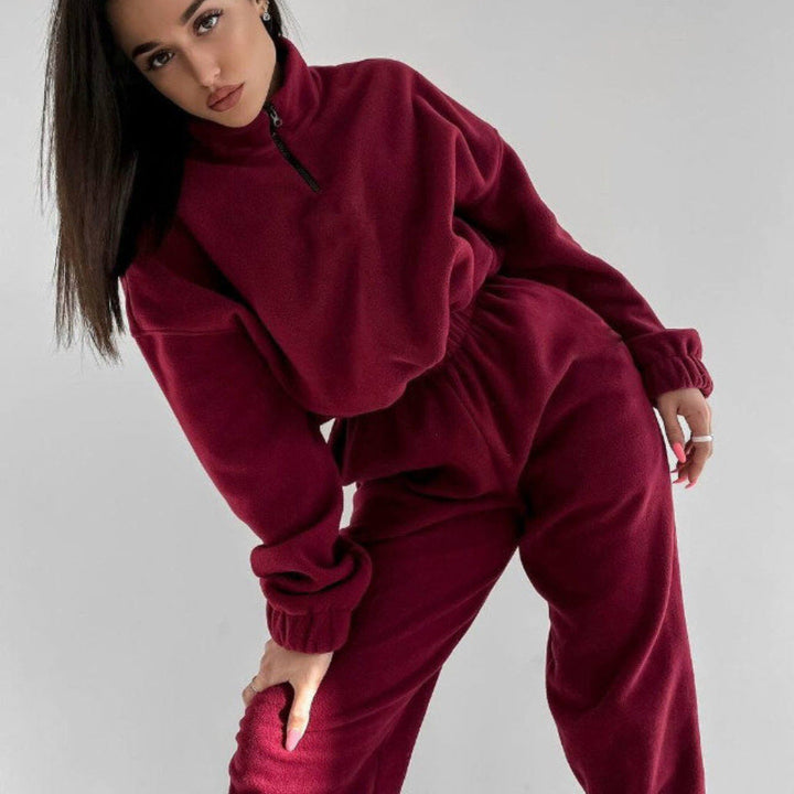 Stilla | Casual Loose Zip Stand Collar Sweatshirt Sæt