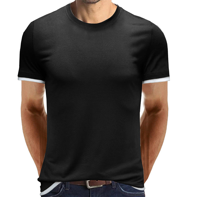 Herrer åndbart Rundhalset T-shirt med kontrastfarvede ærmer Stilla