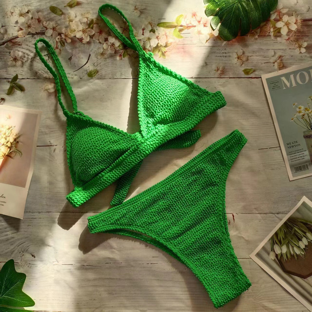 Dame triangel-bikini med struktureret overflade og raffinerede detaljer Stilla