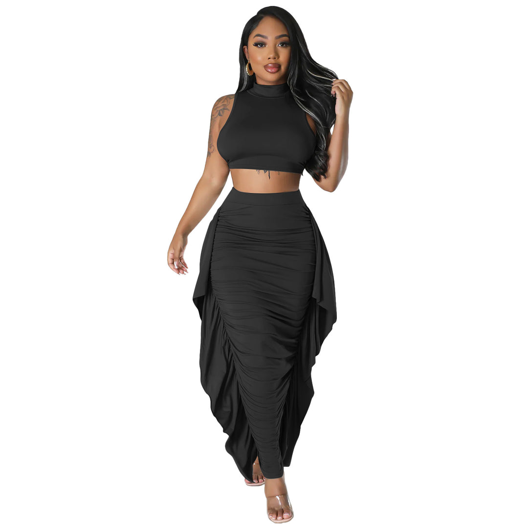 Høj talje bodycon nederdel og cropped top sæt til kvinder Stilla