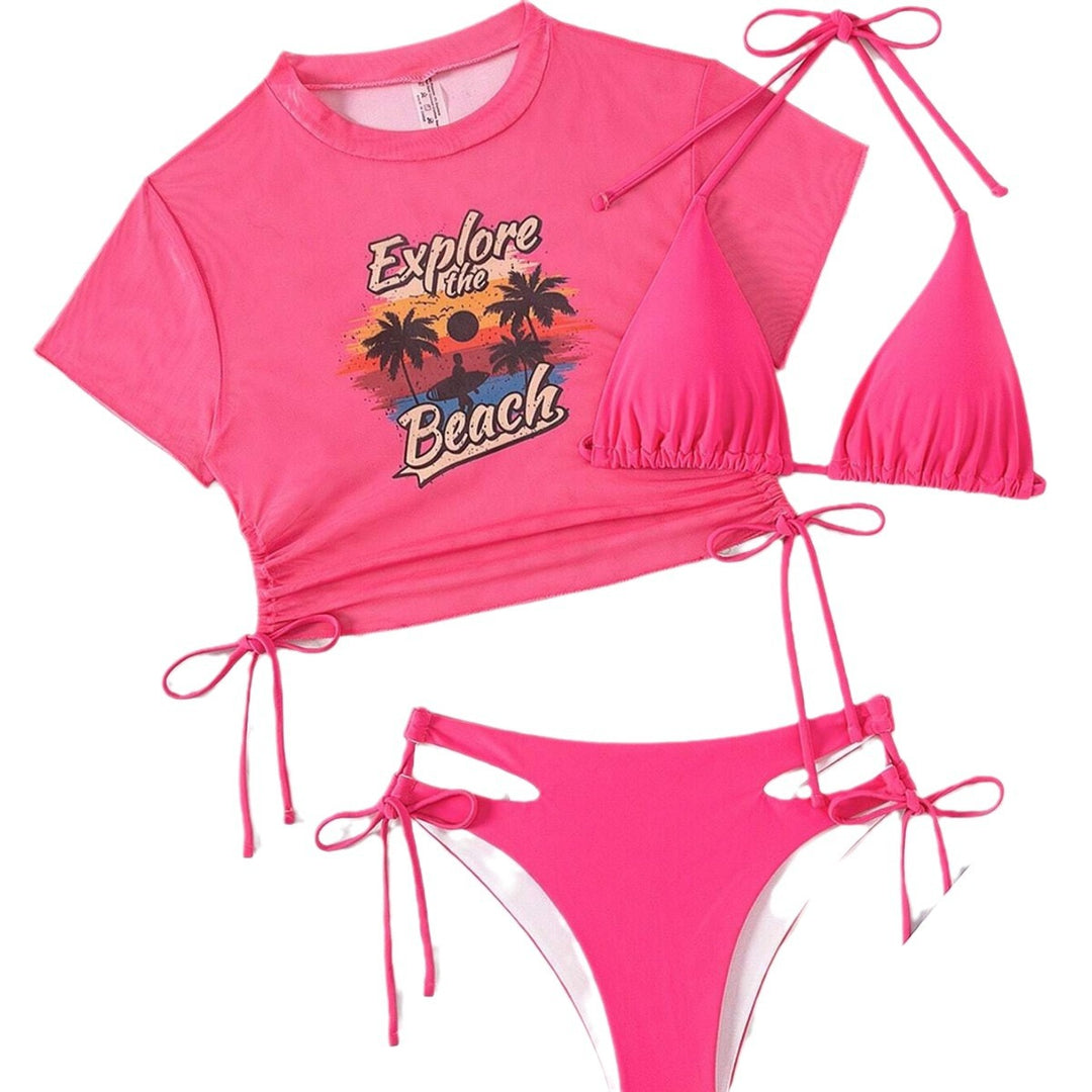 Dame Sporty bikini-sæt med høj krave og justerbare bindebånd Stilla