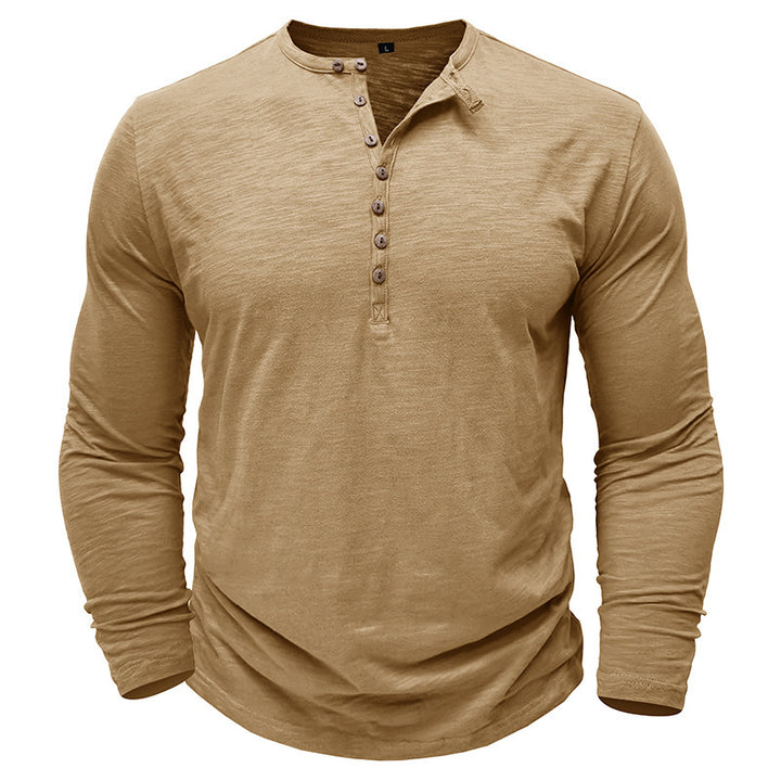Herrer Langærmet Henley-Skjorte med stilfulde knapper Stilla