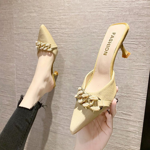 Dame elegante og mode Slingbacks med dekoreret hæl Stilla