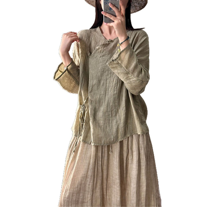 Femme Tekstureret Casual Knap-Top Stilla