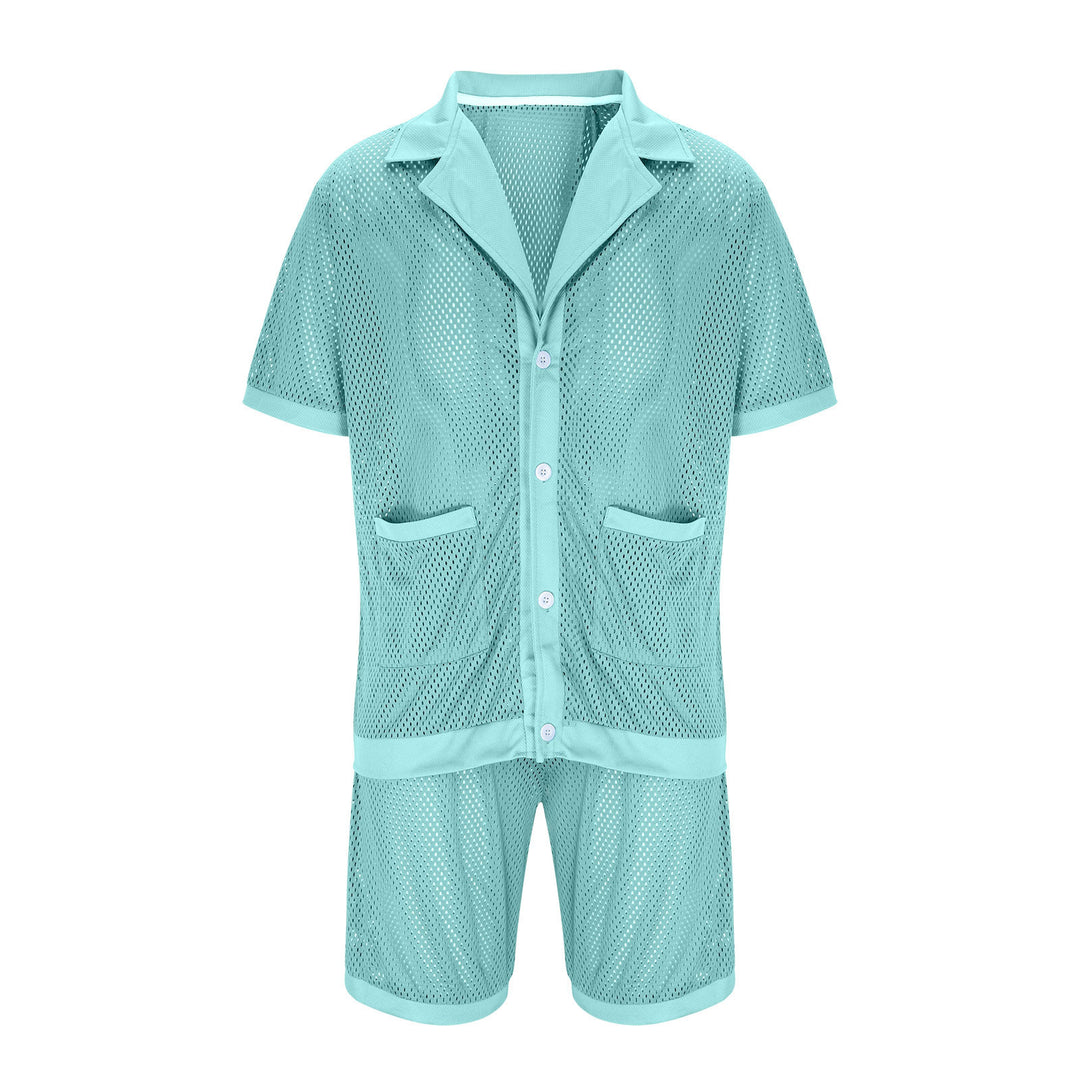 Dame afslappet netpyjamasæt med korte ærmer og shorts Stilla