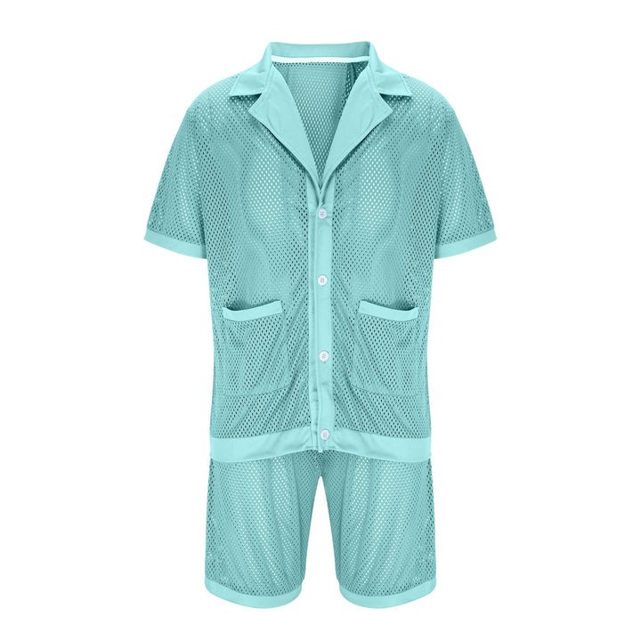 Dame afslappet netpyjamasæt med korte ærmer og shorts Stilla