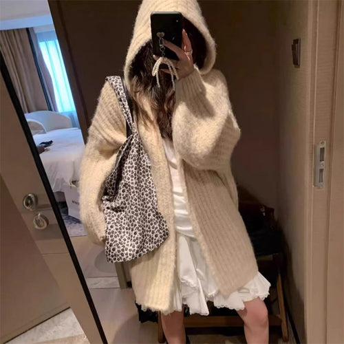 Kvinders hyggelige oversized hoodie-cardigan med dyb V-hals og løs pasform Stilla