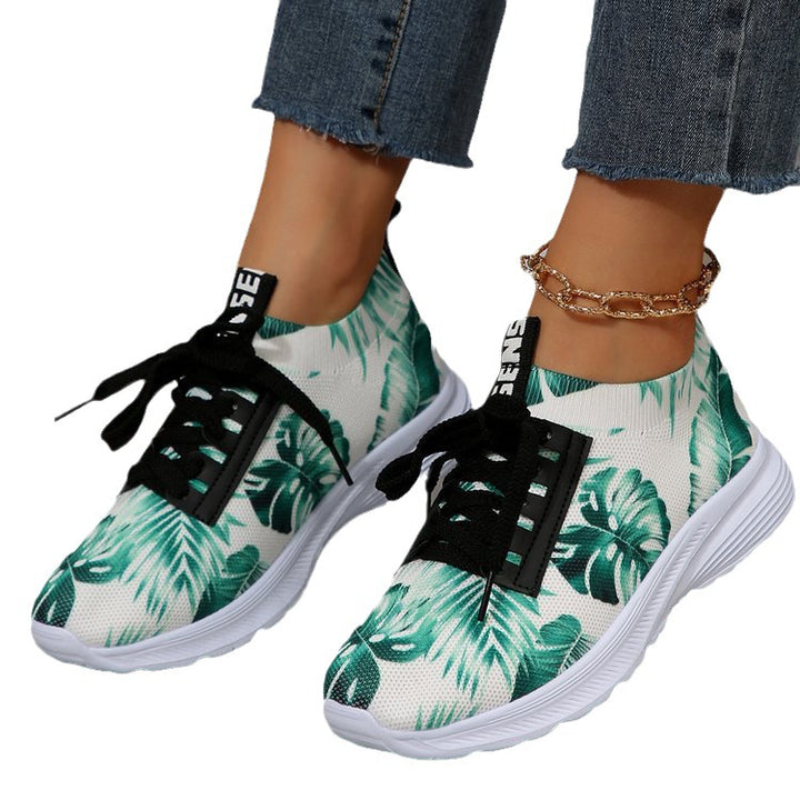 Dame Sporty Sneakers med blomsterprint og elastisk design Stilla