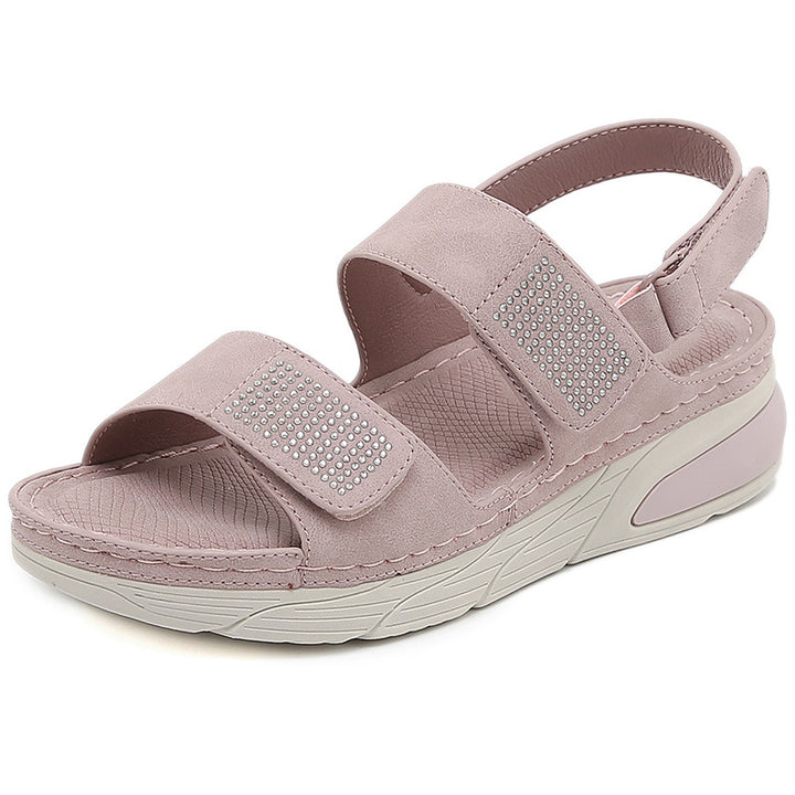 Dame sandaler med komfortabelt velcrolukning og elegant strass-applikation Stilla