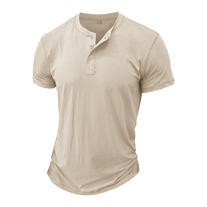 Herrer Henley-T-shirt med knaplukning og moderne pasform Stilla
