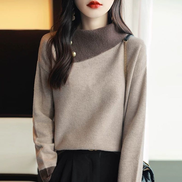 Dame sweater med moderne stå-krave Stilla