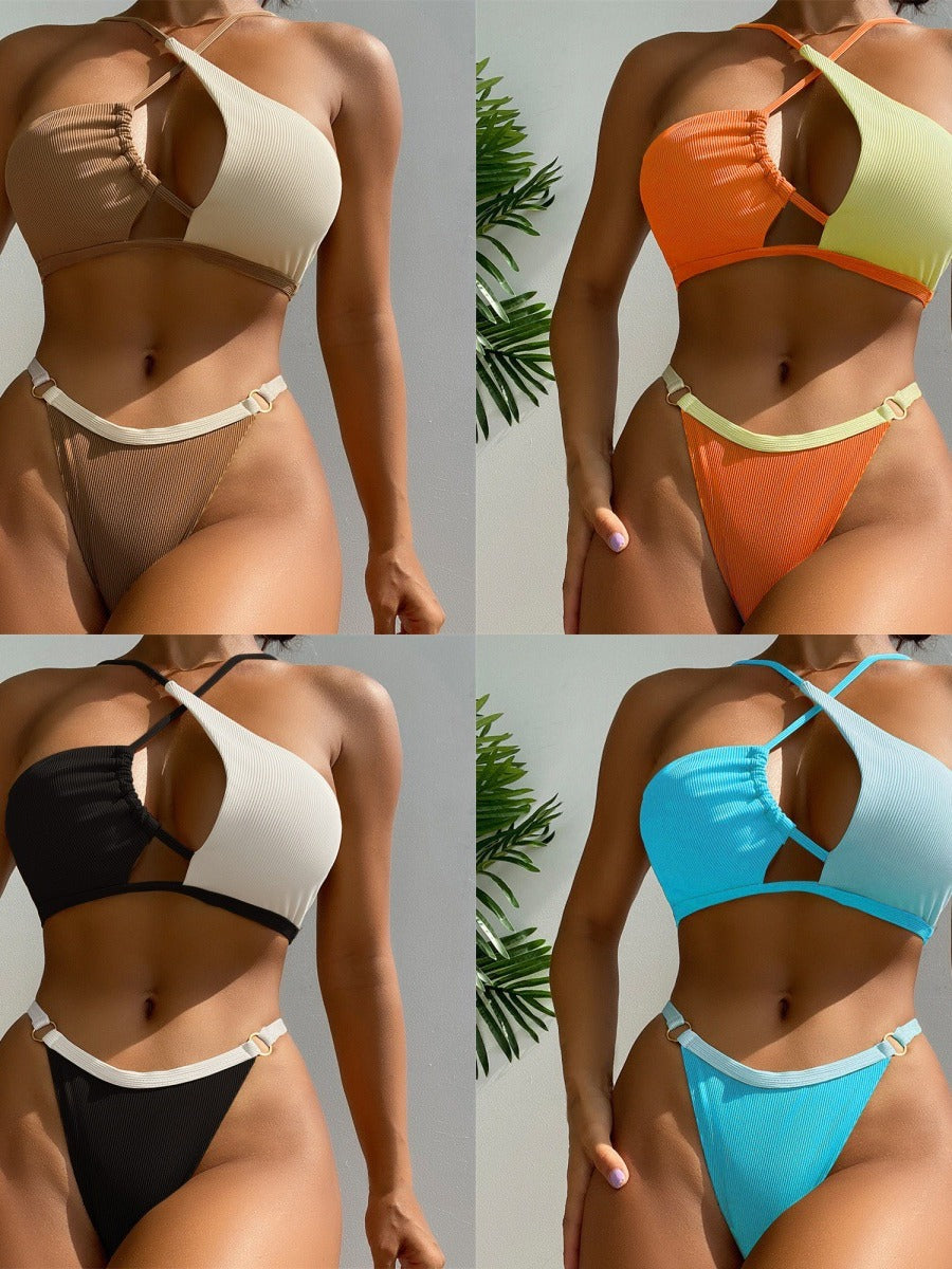 Damer Multiforet Farveblok Bralette Bikini Sæt Stilla