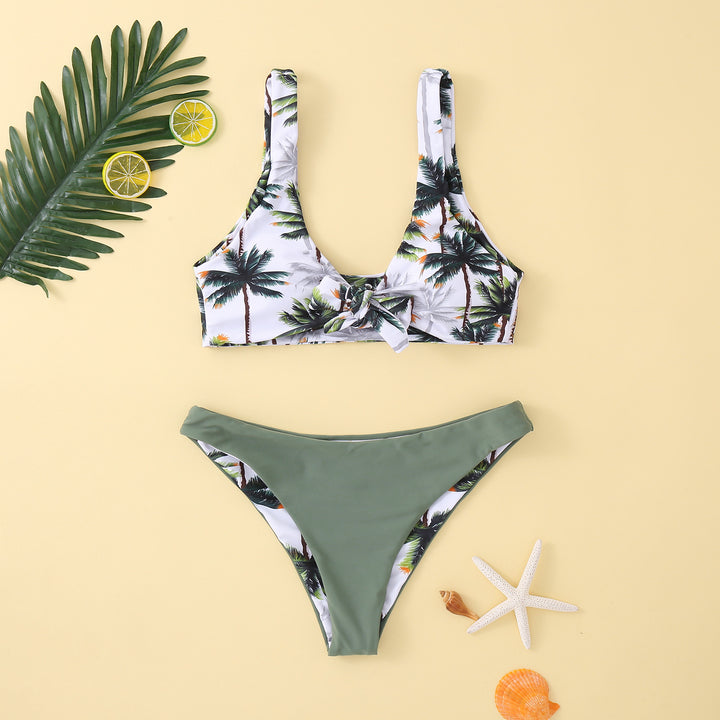 Dame Bikini-sæt med trendy knude-design og høj benudskæring Stilla