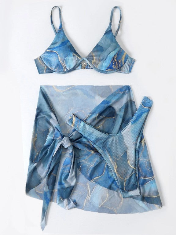 Dame bikini sæt med moderne omslagsskørte og elegant top Stilla