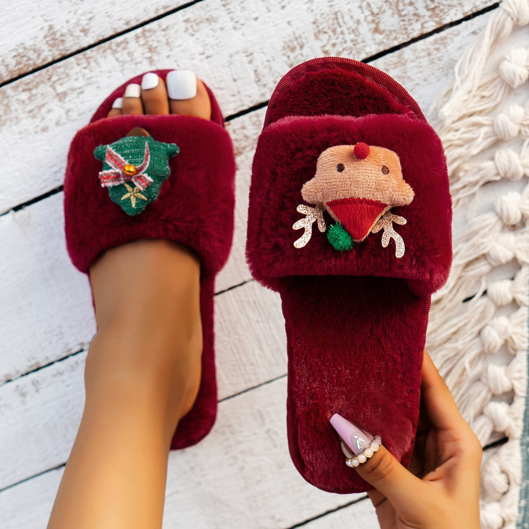 Dame fluffy pantoletten med blødt inderfôr og festligt design Stilla