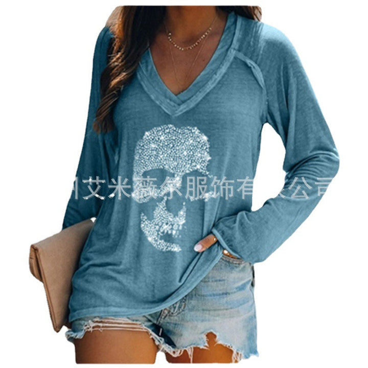 Stilla | Casual Lange Ærmer Pullover Dyb V-Hals T-shirt