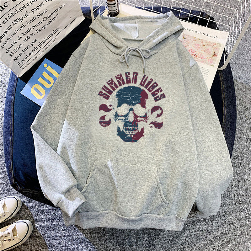 Kvindernes hoodie med kunstnerisk skeletdesign Skovae