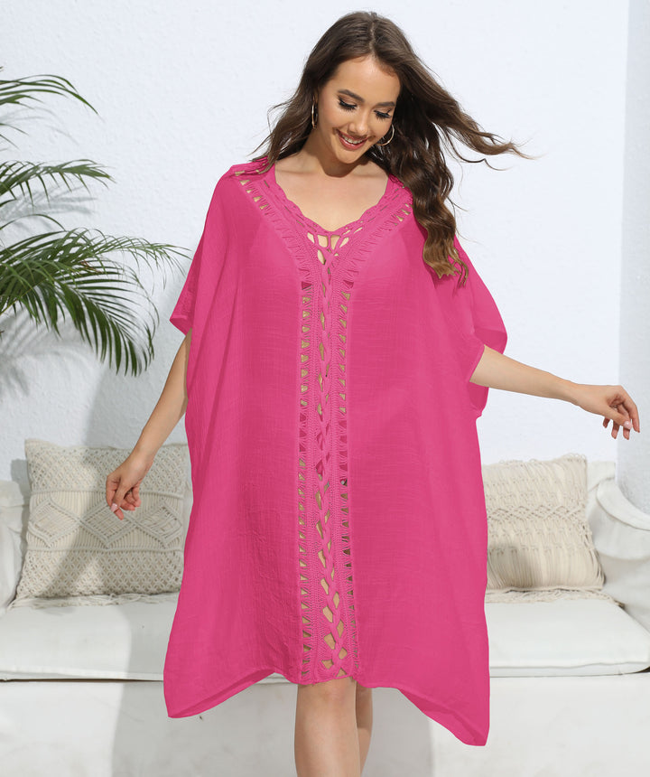 Dame luftig kaftan med kunstnerisk huldesign Stilla