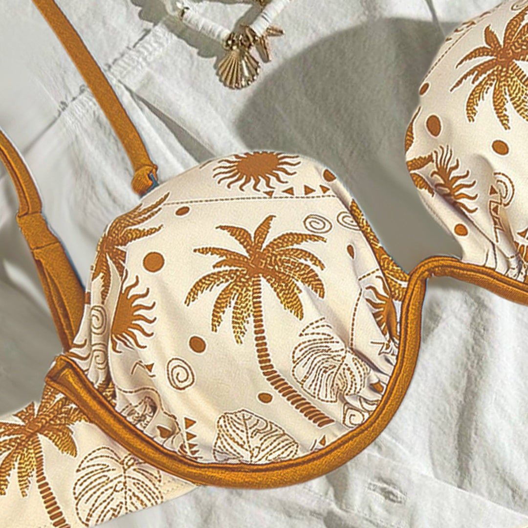 Dame triangel-bikini-sæt med aftagelige stropper og maritime motiver Stilla
