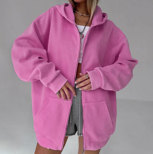 Dame Oversized Hættejakke i blødt Fleece med praktiske sidelommer Stilla