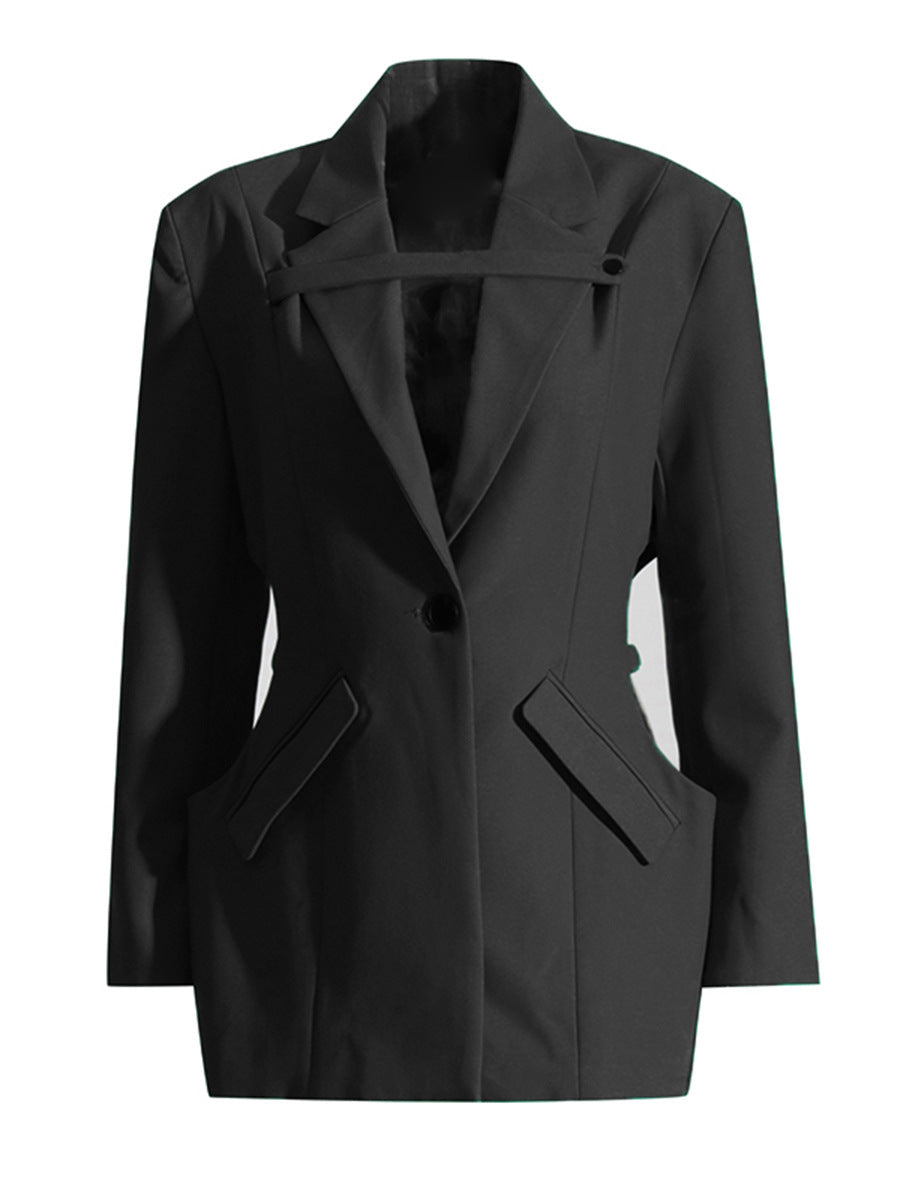 Dame asymmetrisk blazer med innovativ skæring og struktureret design Stilla