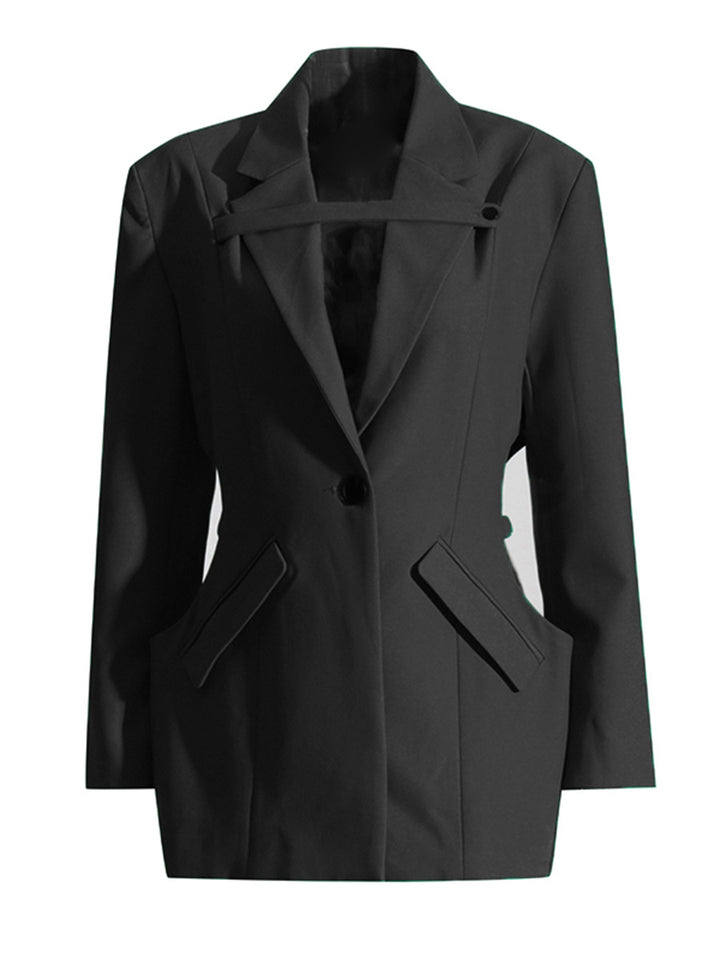 Dame asymmetrisk blazer med innovativ skæring og struktureret design Stilla