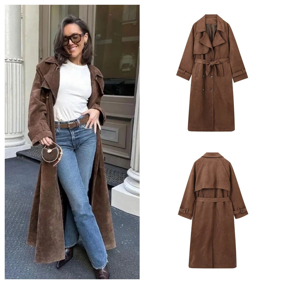 Dame elegant Suede Trenchcoat Stilla