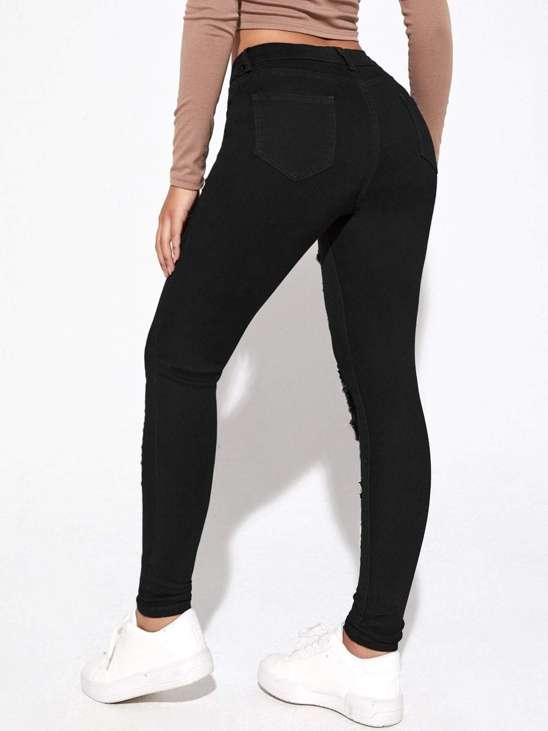 Dame Skinny Jeans med moderne Destroyed-detaljer og høj talje Stilla