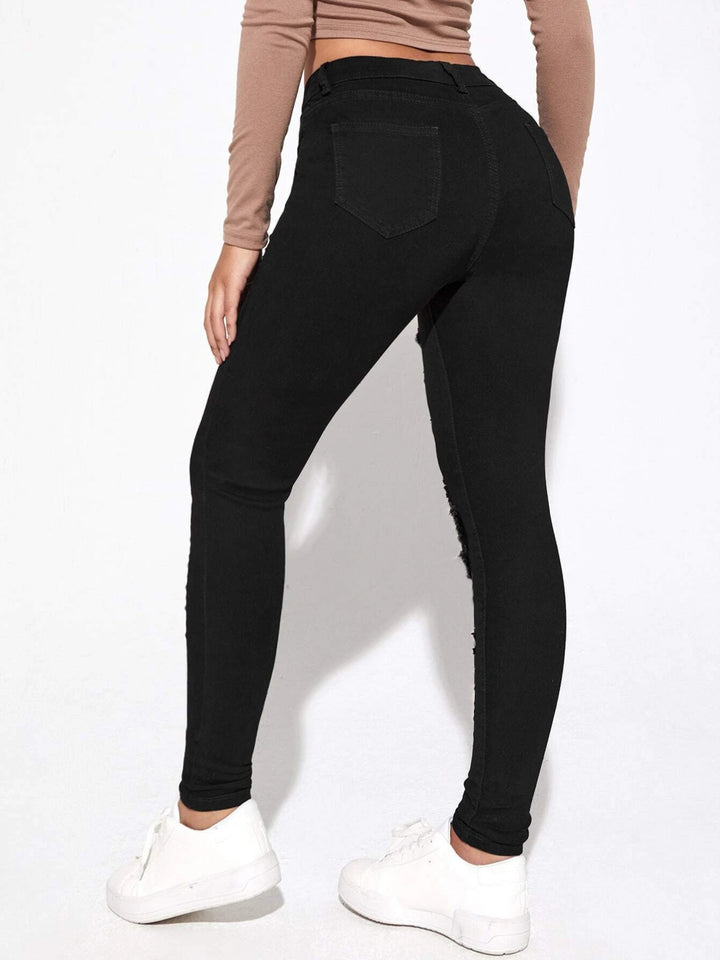 Dame Skinny Jeans med moderne Destroyed-detaljer og høj talje Stilla