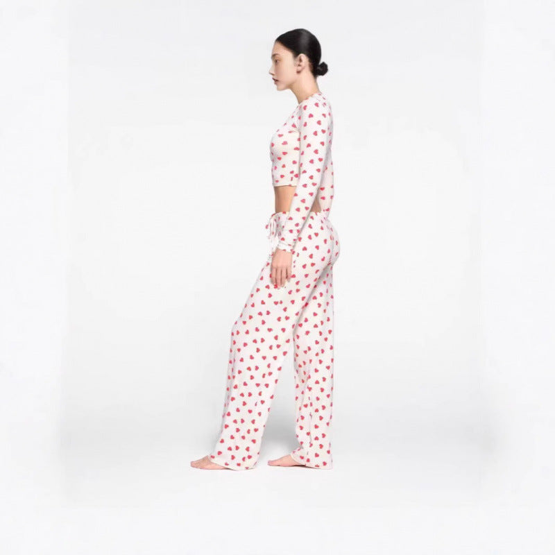 Damer Hjerte Tryk Spaghetti Stropper Crop Top Stilla