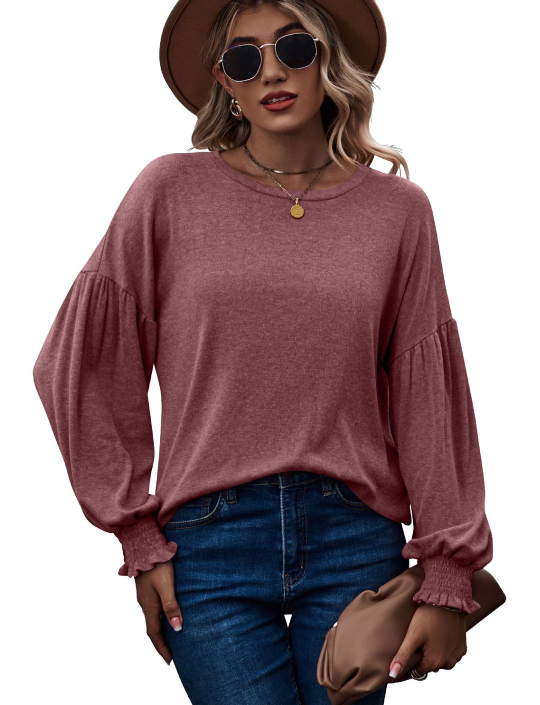 Dame Fashion Pullover top med enkle flæsedetaljer Stilla