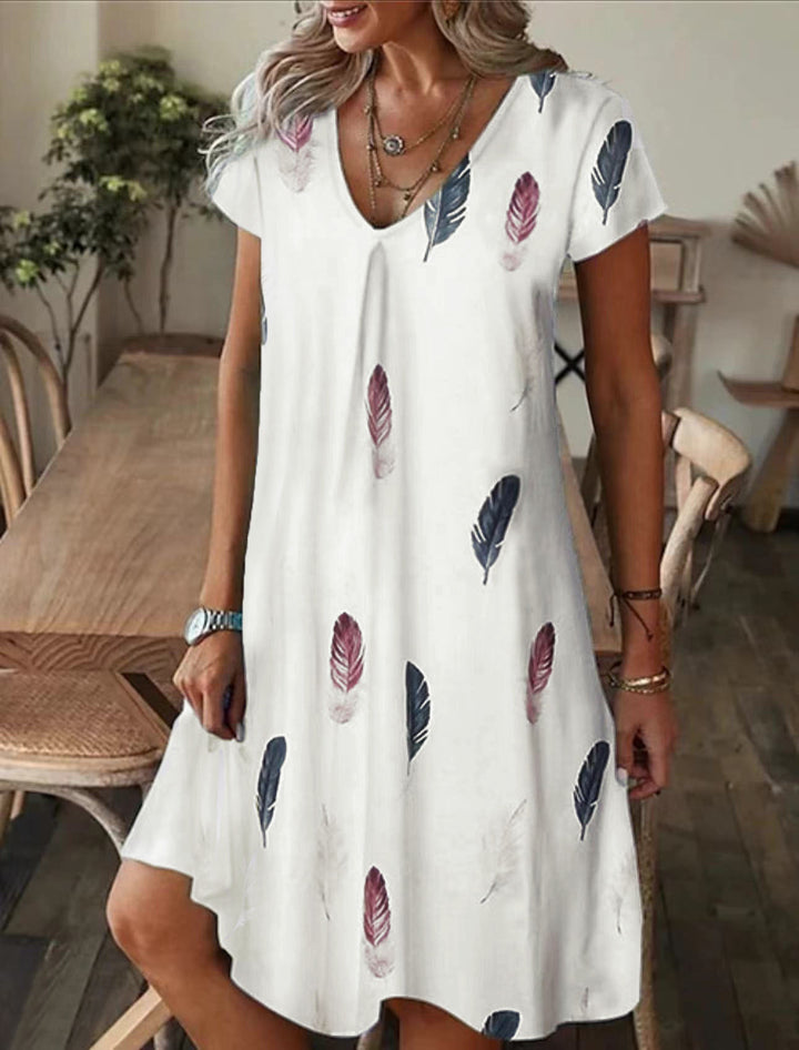 Kvinder Floral Print Korte Ærmer Kjole Stilla